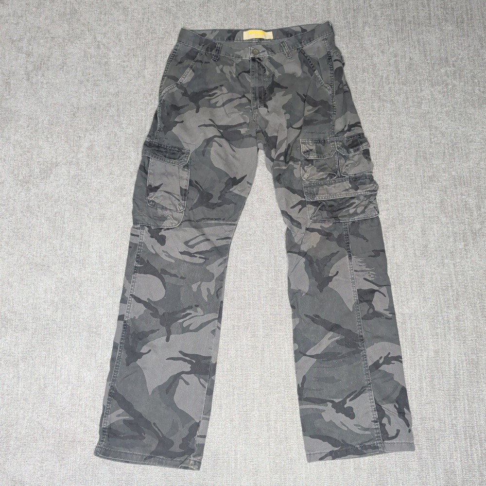 Wrangler Mens Camo Cargo Pants Gray Black Camouflage 70BRWGL 32x32